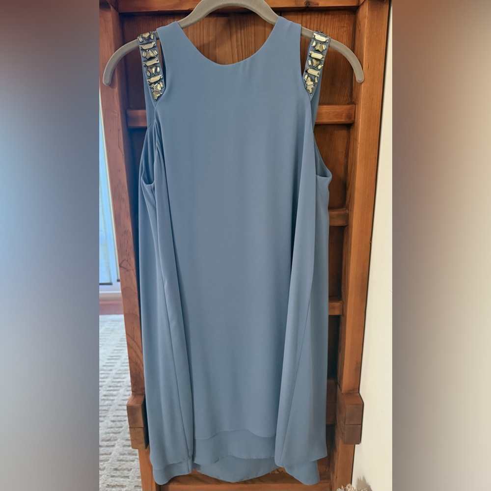 BCBG Maxazria Generation Chiffon Gray Sleeveless Dress with Embellished Straps